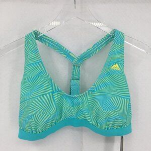 Adidas Vortex swim bikini top blue green t-strap swim geometric new Medium